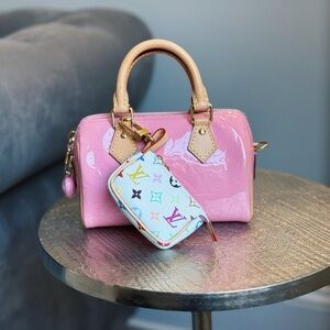 Louis Vuitton Pink Mini Bag with Multicolor Pouch